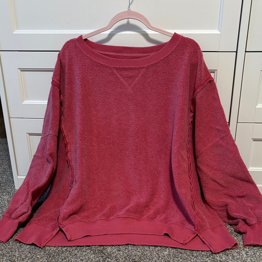 American Eagle Outfitters Textured Red Sweatshirt